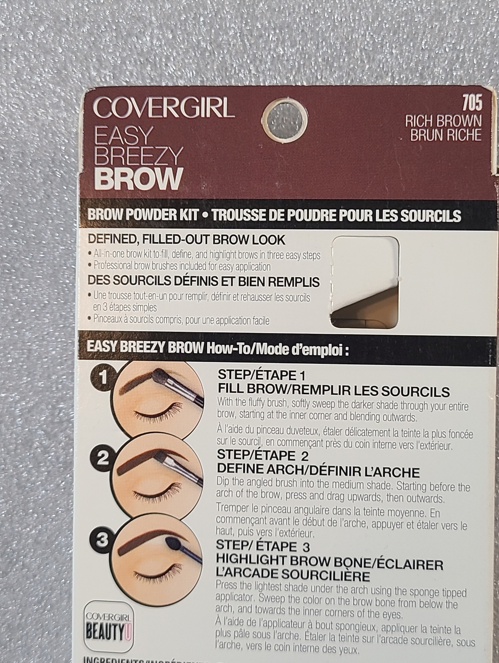 COVERGIRL Easy Breezy Brow Powder Kit - Rich Brown NIB 4 G/.14 Oz - Picture 5 of 8